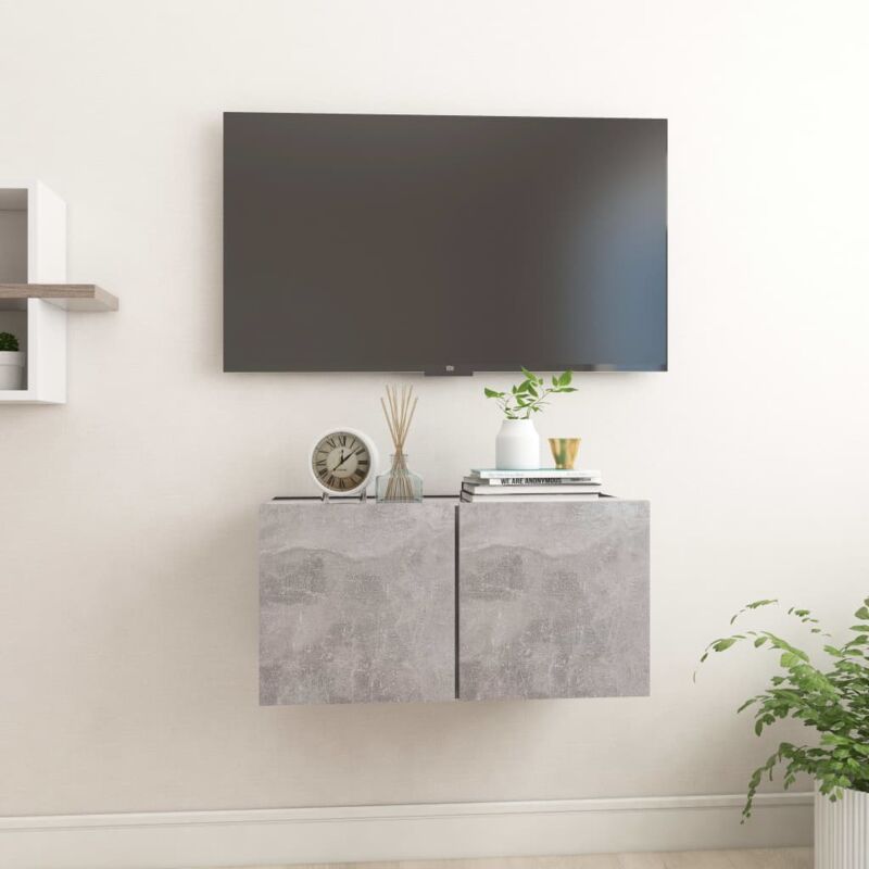 foto del prodotto mobile tv moderno porta tv sospeso grigio cemento 60x30x30 cm bv423081 bonnevie