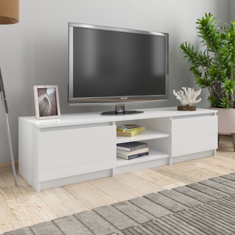 foto del prodotto mobile tv moderno porta tv bianco lucido 140x40x35,5 cm in truciolato bv189973 bonnevie
