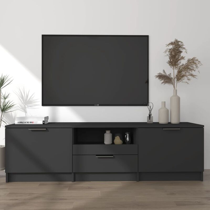 foto del prodotto mobile tv moderno porta tv nero 140x35x40 cm in legno multistrato bv604739 bonnevie