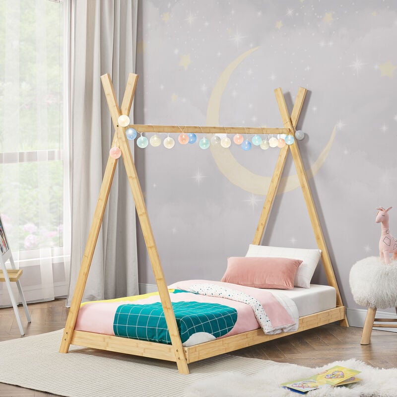 foto del prodotto letto vimpeli per cameretta a forma di tenda indiana bamb naturale 70x140 cm en.casa 