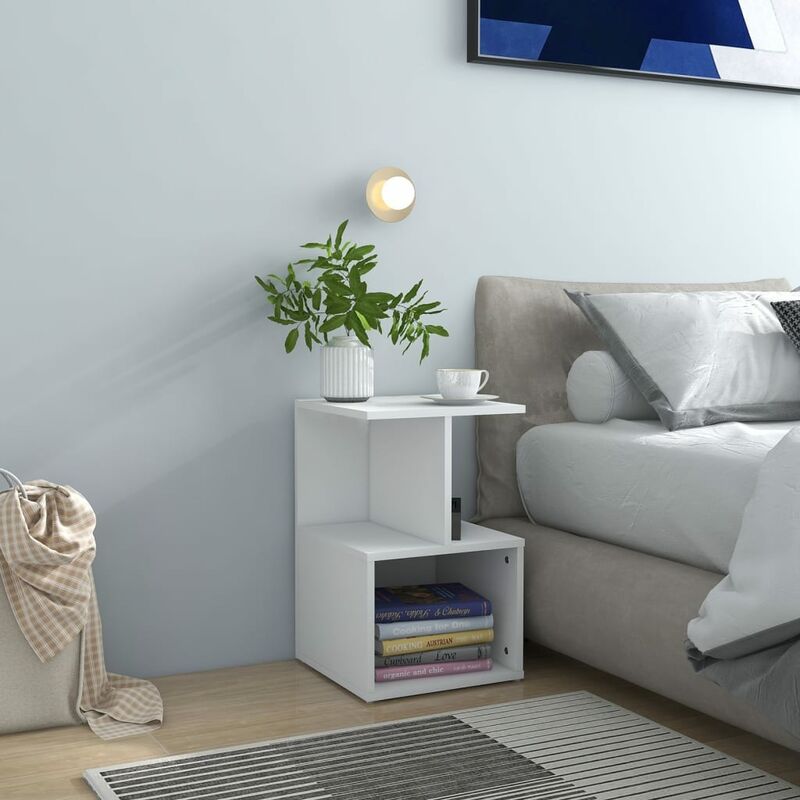 foto del prodotto comodino camera da letto tavolino da salotto bianco 35x35x55 cm in truciolato bv409807 bonnevie