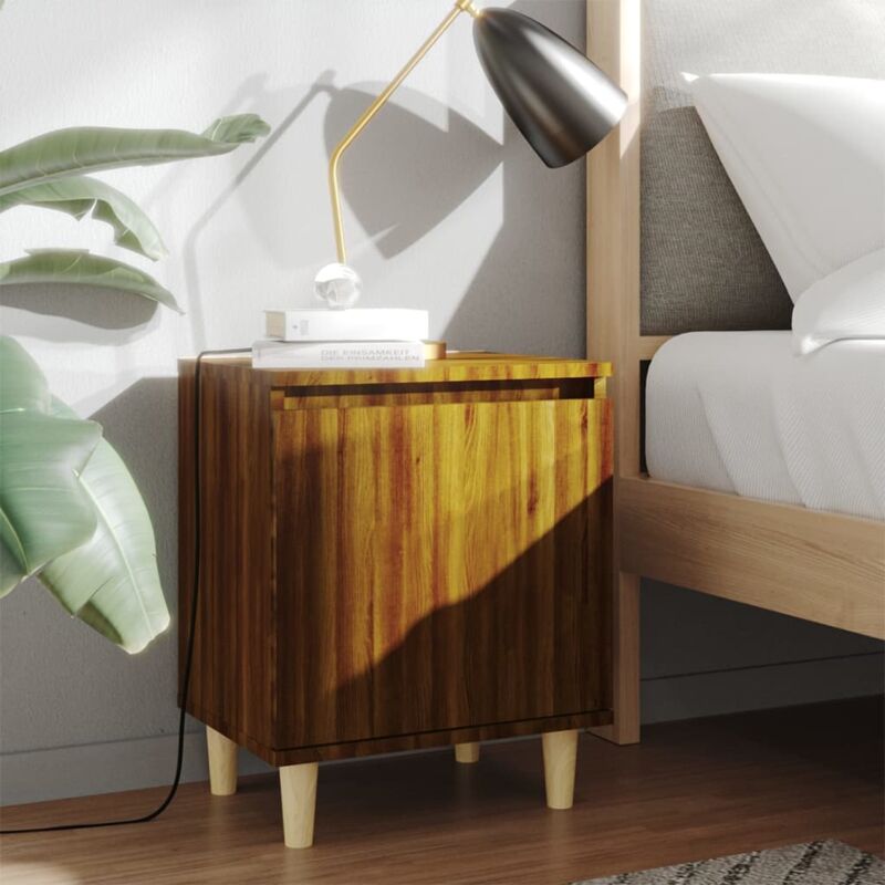 foto del prodotto comodino camera da letto tavolino da salotto con gambe in legno massello rovere marrone 40x35x50 cm bv965246 bonnevie