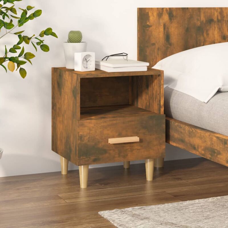 foto del prodotto comodino camera da letto tavolino da salotto rovere fumo 40x35x47 cm bv871345 bonnevie