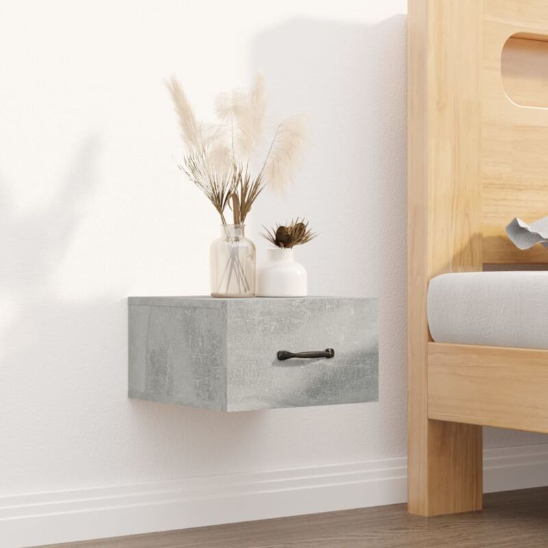 foto del prodotto comodino a muro comodino camera da letto grigio cemento 35x35x20 cm bv632088 bonnevie