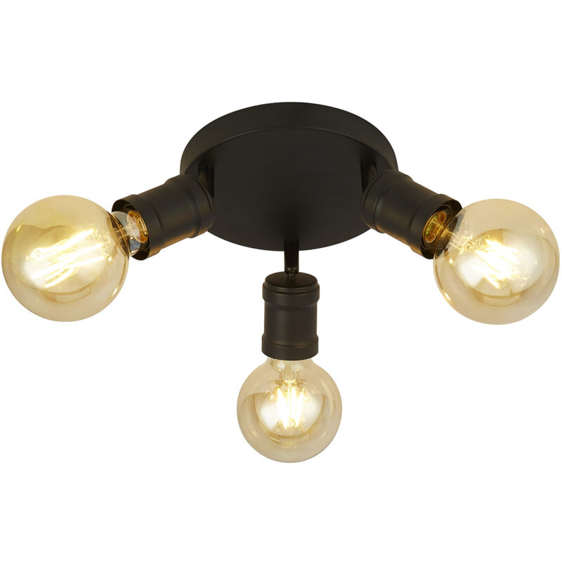 foto del prodotto searchlight plafoniera faretto industrial danza acciaio nero 3 luci e27