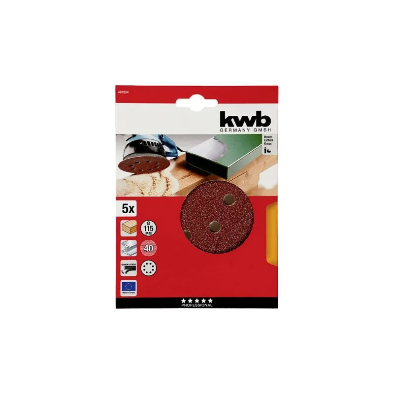 foto del prodotto disco carta abrasiva velcro kwb grana 40 per legno metallo e plastica 115 mm
