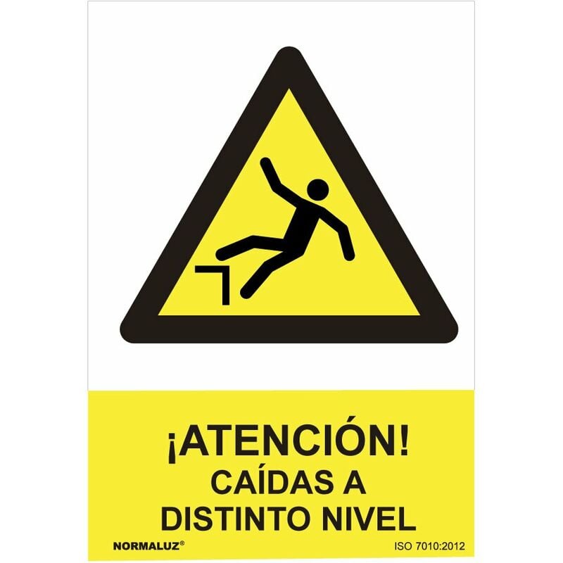 foto del prodotto cartello di pericolo attenzione cadute a livello diverso pvc 0,7mm 30x40cm