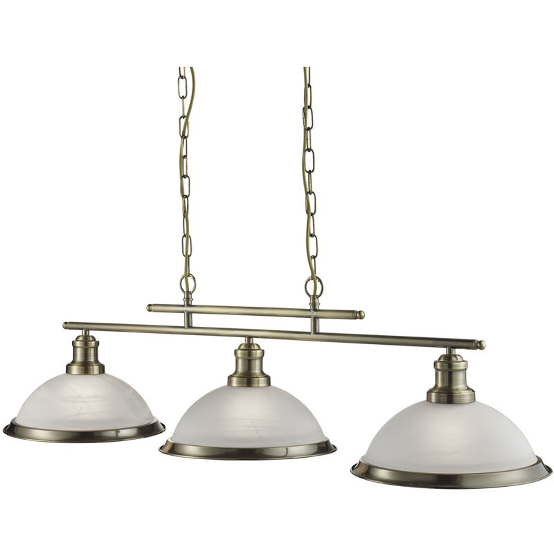 foto del prodotto searchlight lampadario contemporaneo bistro acciaio ottone vetro 3 luci e27