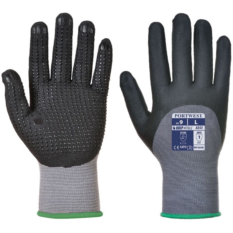 foto del prodotto guanti da lavoro in schiuma di nitrile dermo flex ultra grigio nero 9