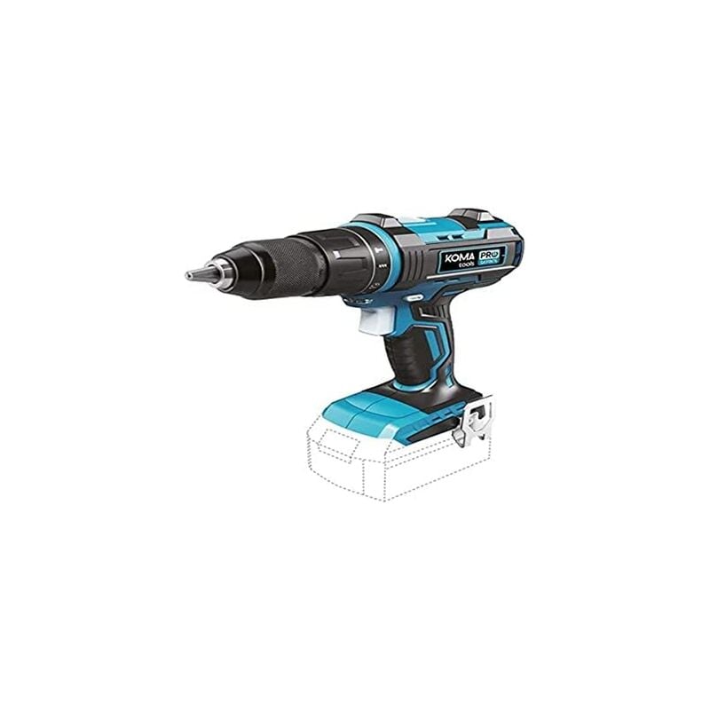 foto del prodotto trapano avvitatore a percussione senza spazzole 20v senza batteria e caricabatteria mandrino 13mm 22x25cm batteria serie pro koma tools