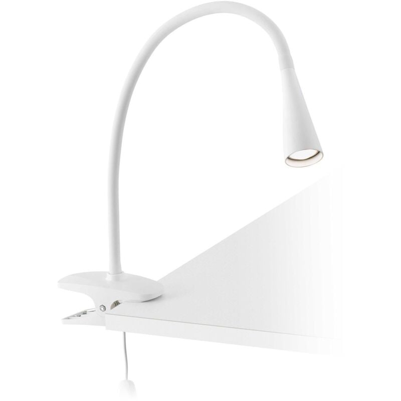 foto del prodotto faro barcelona lena collo di cigno clip bianco led 5w 4000k marca faro