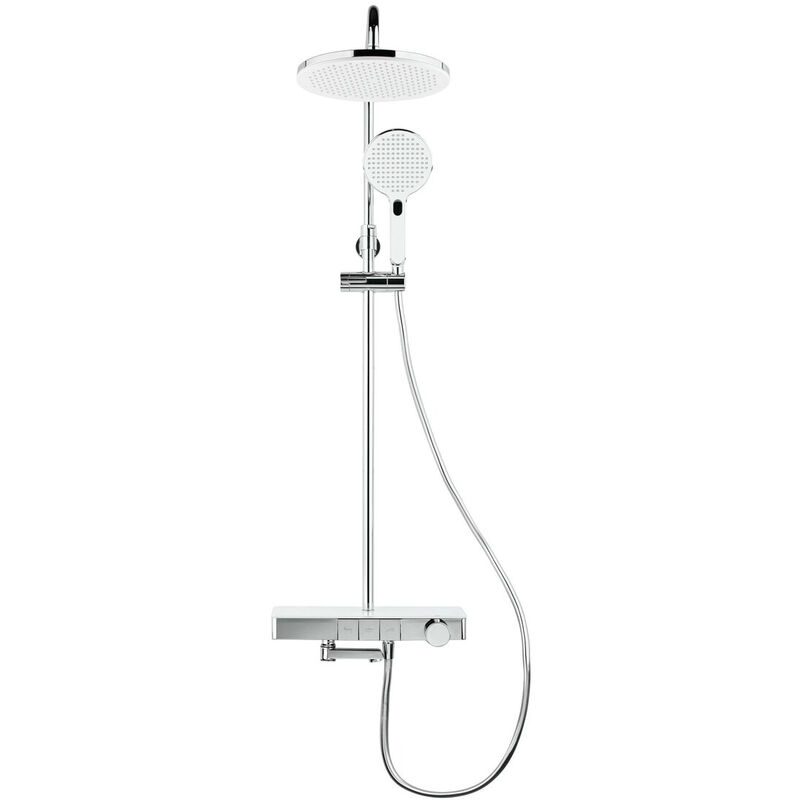 immagine 0 del prodotto colonna vasca doccia con doccetta 3 getti, miscelatore termostatico, barra regolabile in altezza bianco cromo swiss aqua technologies