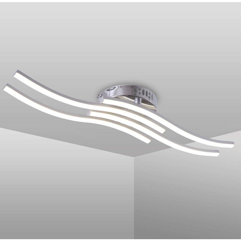 foto del prodotto plafoniera led a forma di onda, luce bianca neutra 4000k, led integrato 24w 2000 lumen, lampadario moderno da soggiorno o cucina luce bianca neutra 