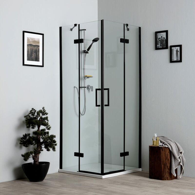 foto del prodotto kiamami valentina box doccia senza profili 90x90 h190 cm nero opaco london