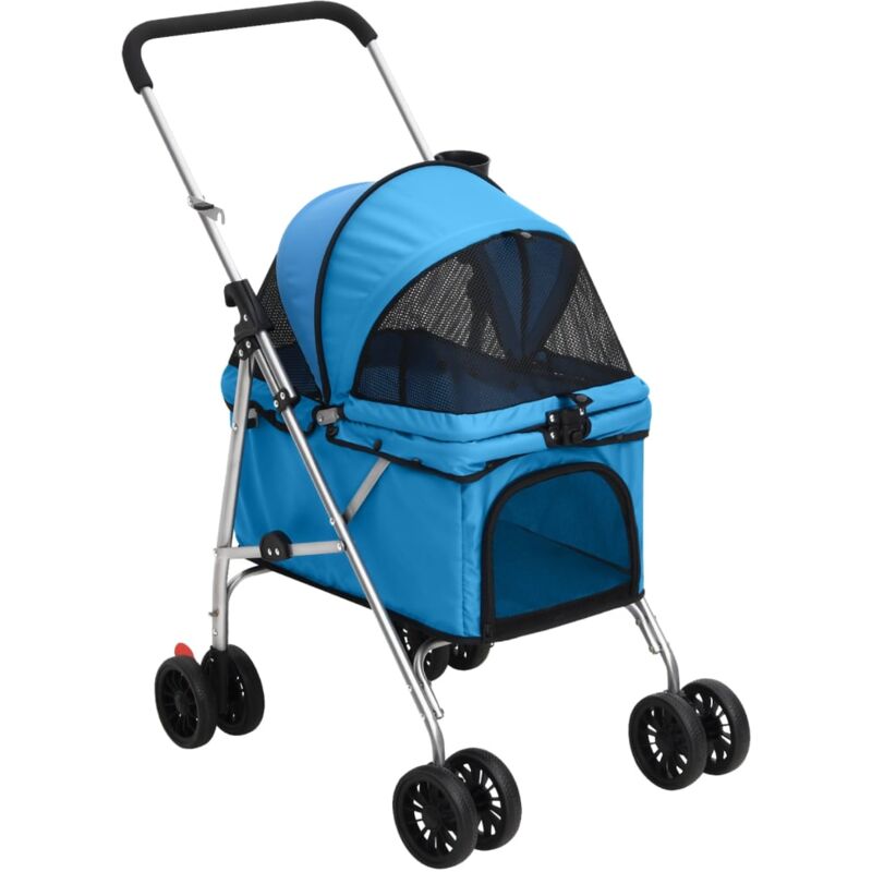 foto del prodotto vidaxl passeggino per cani pieghevole blu 76x50x100cm tessuto oxford