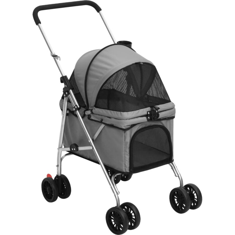 foto del prodotto vidaxl passeggino cani pieghevole grigio 76x50x100cm tessuto oxford