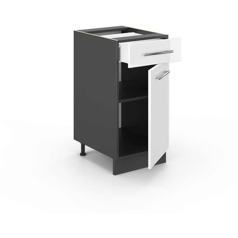 foto del prodotto mobiletto base per cucina fame line, bianco lucido, 40 cm senza piano di lavoro, vicco