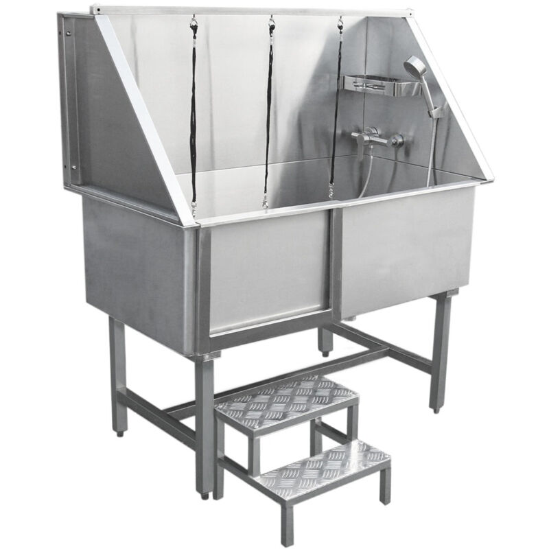 foto del prodotto monster shop monstershop vasca da bagno per toelettatura cani gatti e animali domestici in acciaio inossidabile inox 600mm