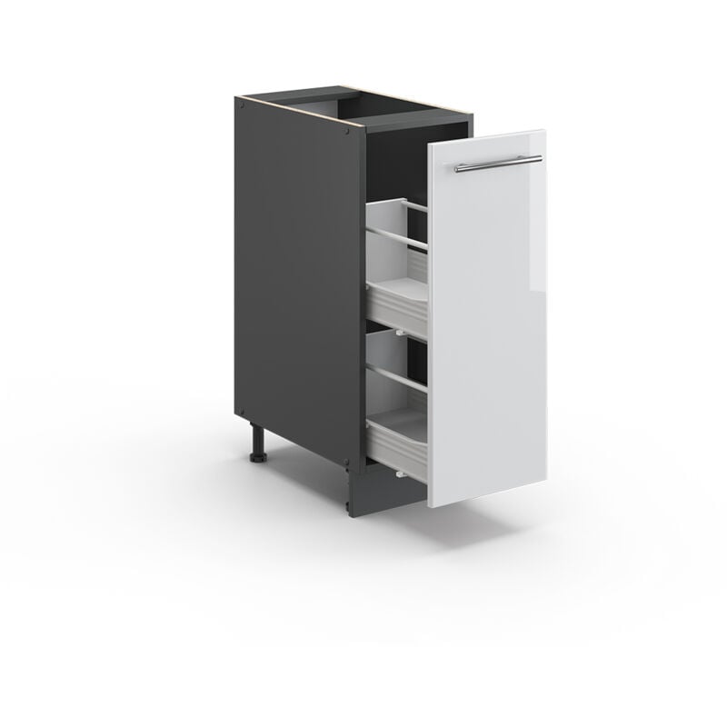 foto del prodotto armadio cucina dispensa alto fame line, bianco lucido, 30 cm senza piano di lavoro vicco