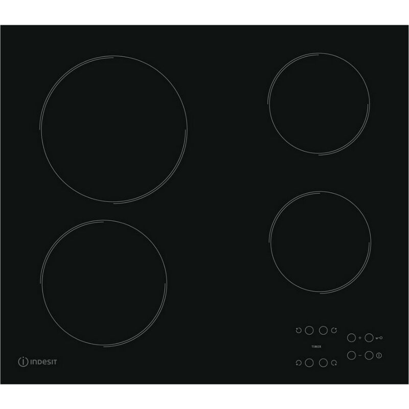 foto del prodotto piano cottura in vetroceramica 60cm 4 fuochi 6200w nero ri161c indesit