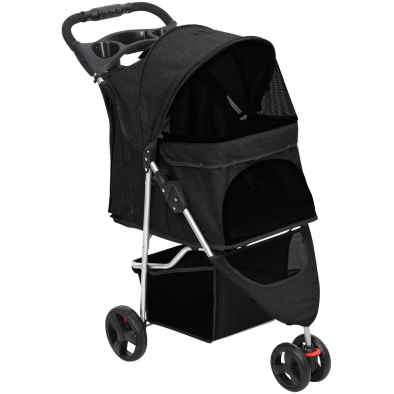 foto del prodotto vidaxl passeggino per cani pieghevole nero 80x46x98cm tessuto oxford