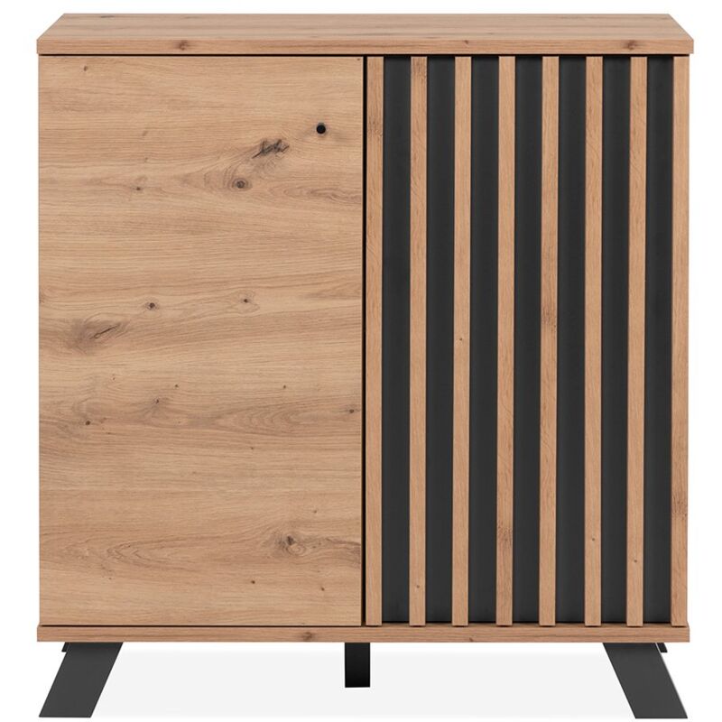 foto del prodotto credenza a 2 ante in rovere artigianale e grigio antracite l80 cm lublin