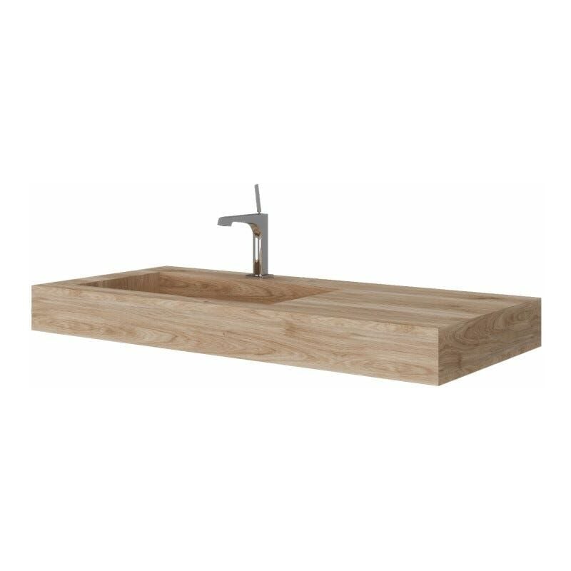 foto del prodotto kiamami valentina lavabo bagno hpl da 100cm rovere miele effetto legno