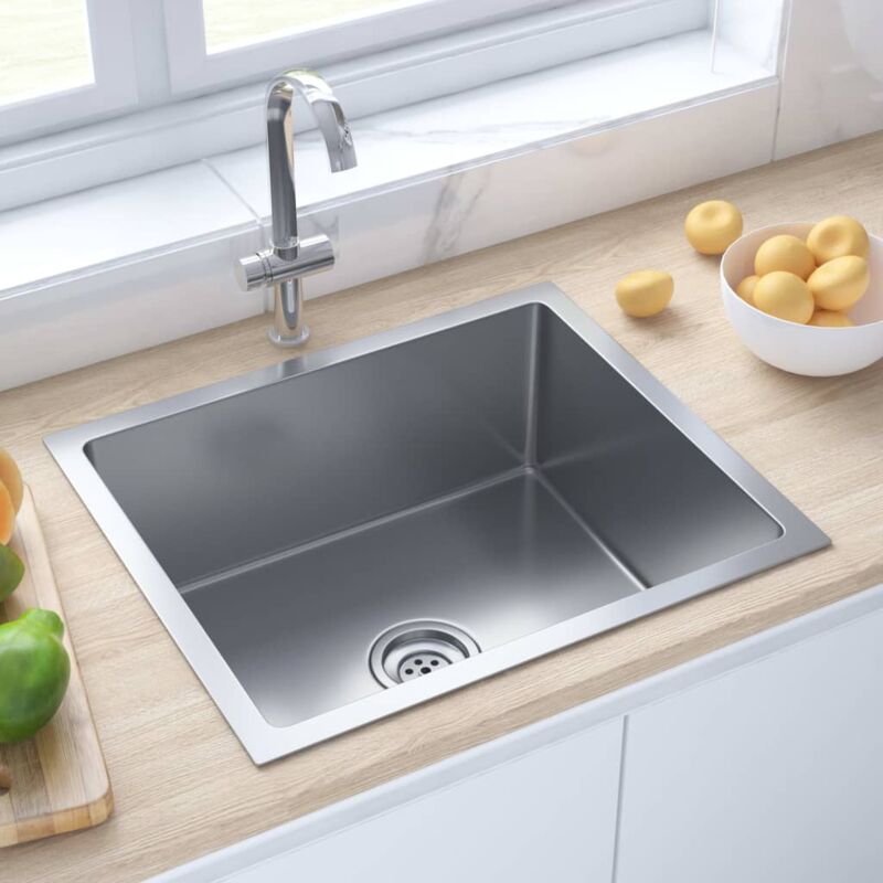 foto del prodotto lavello da cucina lavandino cucina lavorato a mano in acciaio inox