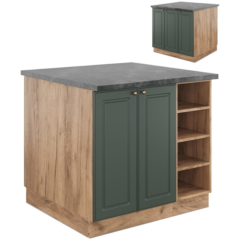 foto del prodotto isola cucina fame line, quercia verde oro country oro power, 90 cm senza piano di lavoro vicco