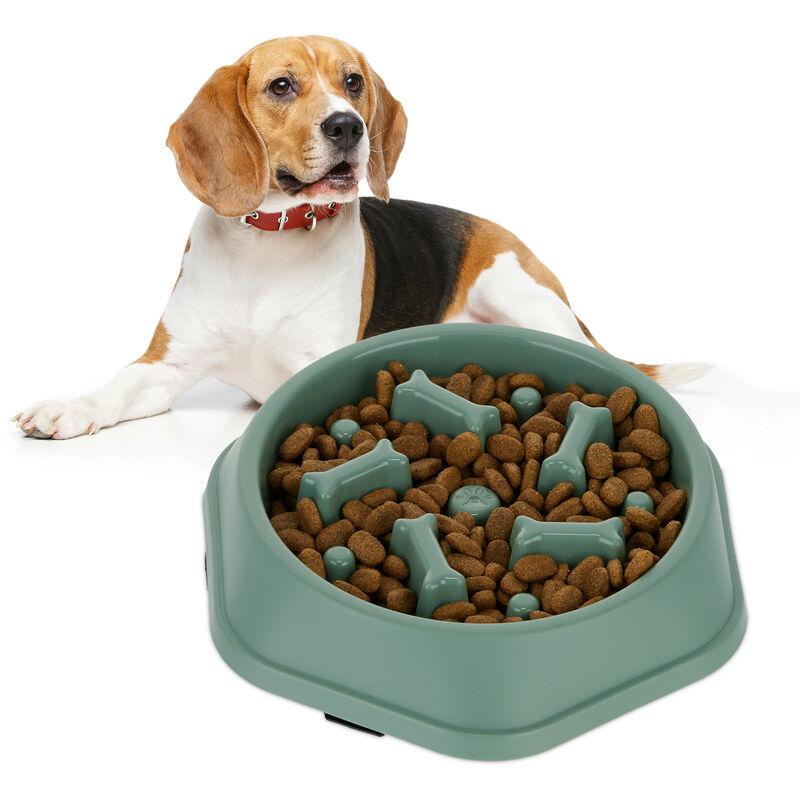 foto del prodotto relaxdays ciotola anti ingozzamento per cani, 500 ml, lenta assunzione del cibo, adatta alla lavastoviglie, verde