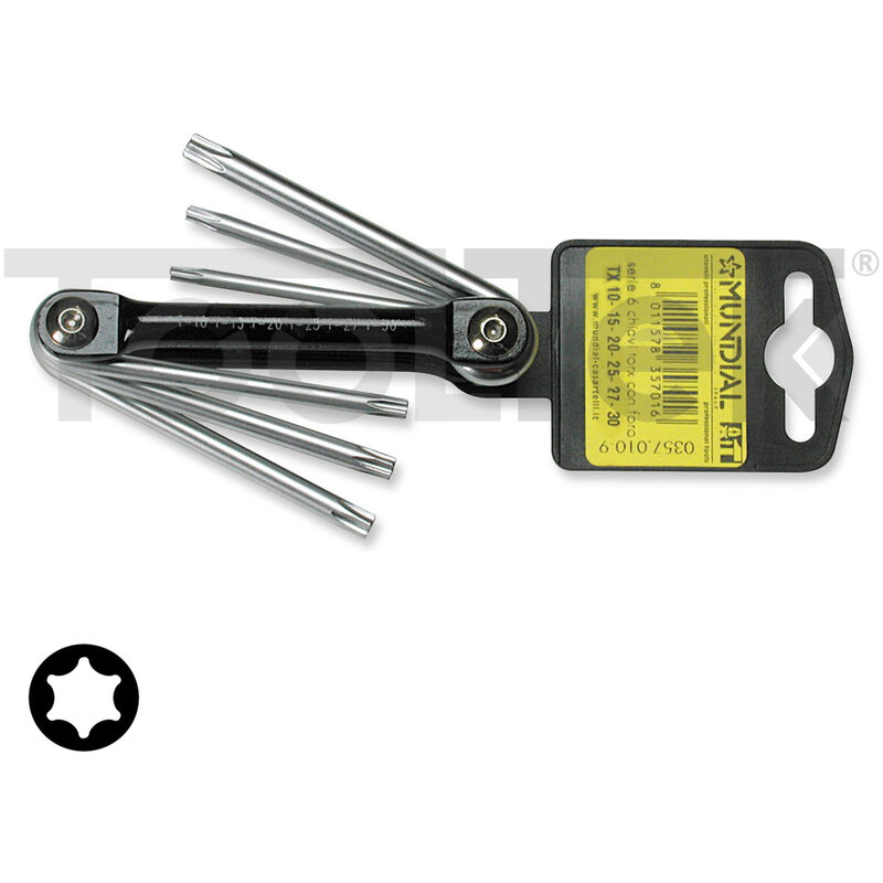 foto del prodotto set serie chiavi maschio a brugola torx satinata tx10 30mm mundial