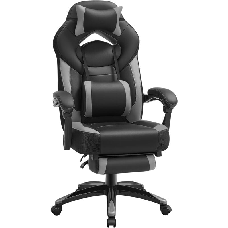 foto del prodotto songmics sedia da gaming ergonomica, sedia ufficio con poggiapiedi, per scrivania, schienale inclinabile, poggiatesta e supporto lombare