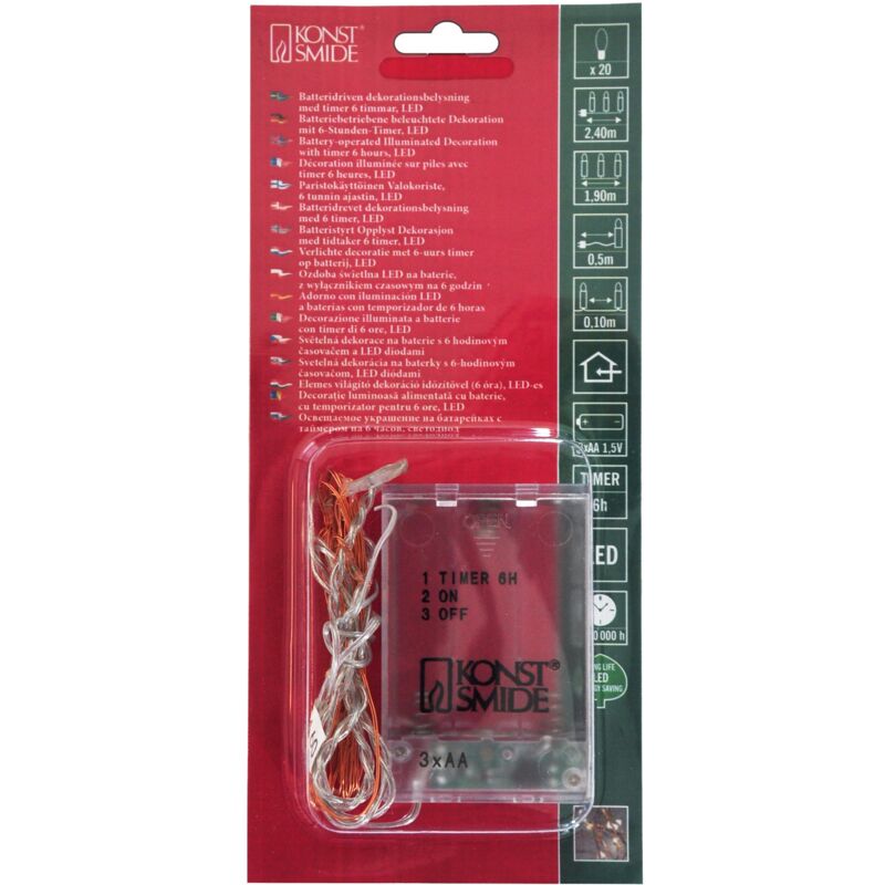 immagine 0 del prodotto konstsmide filo nudo a led micro luci a batteria per uso interno ip20 20 diodi bianchi ambrati luci led funzione timer 6 ore 3 batterie aa escl. 