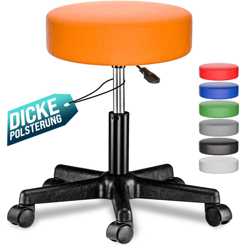 foto del prodotto sgabello girevole 56 x 56 altezza regolabile 46 61 cm cm similpelle sedia girevole 360 imbottitura della seduta 10 cm arancione casaria