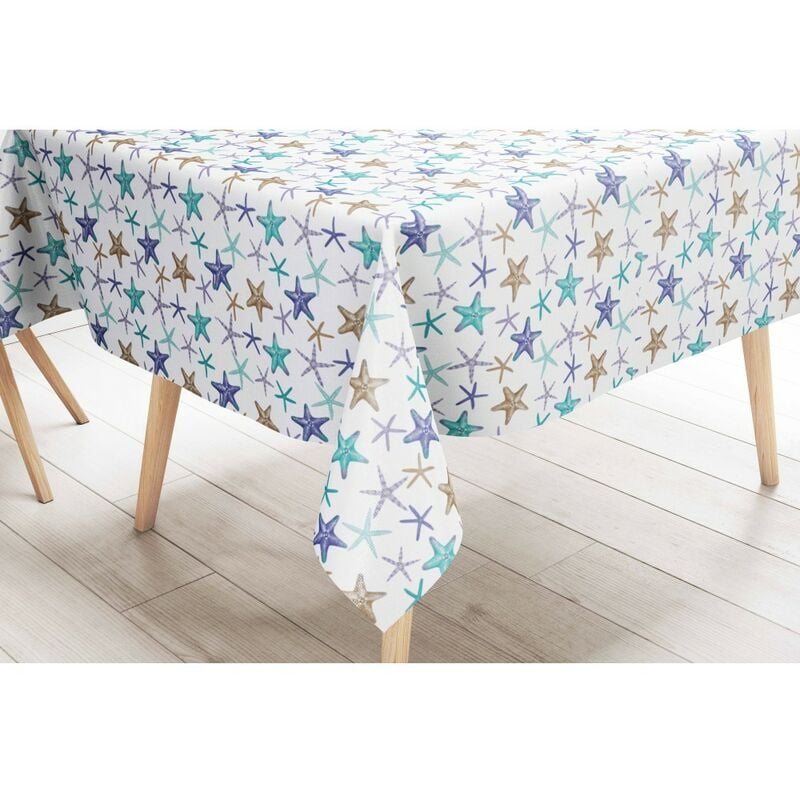 foto del prodotto tex family tovaglia lima in tela cerata plastificata lavabile idrorepellente in pvc stelle marine made in italy cm. 140x100 x4 persone