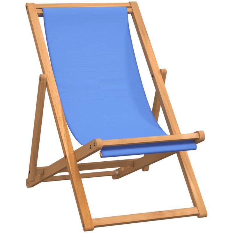 foto del prodotto lettino prendisole sedia a sdraio sdraio da giardino in legno di teak 56x105x96 cm blu bv706756 bonnevie