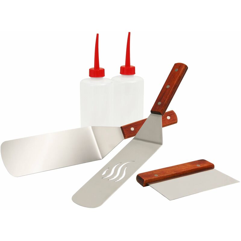 foto del prodotto bbq toro 5 piece stainless steel grill plancha accessory set strumenti teppanyaki