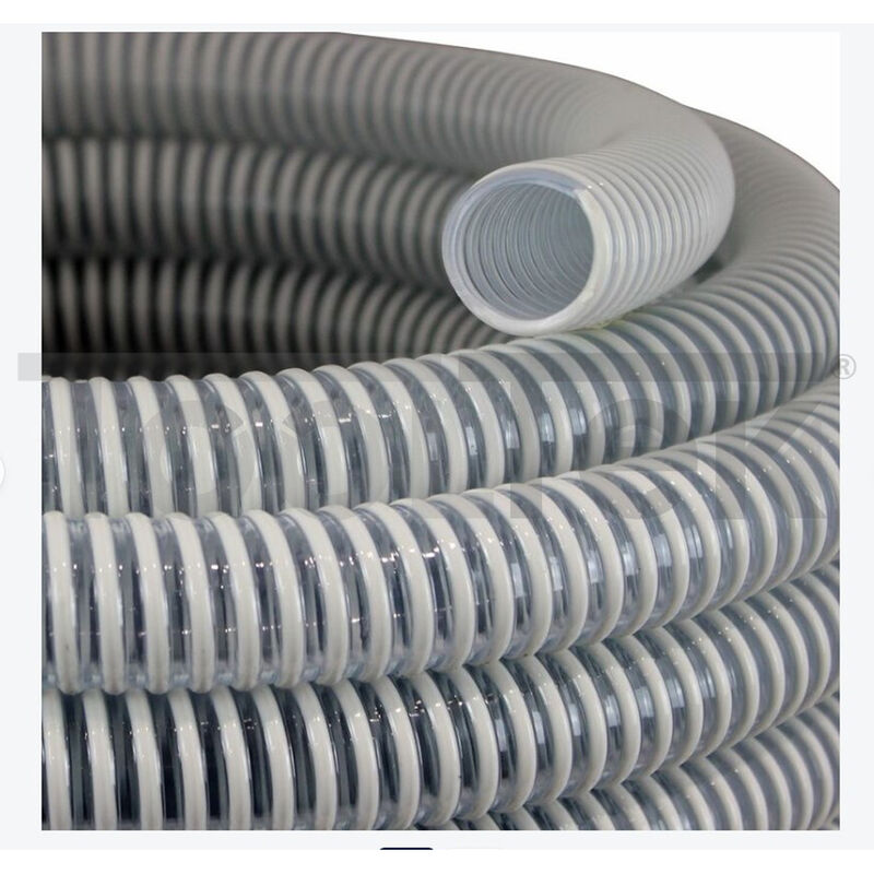 foto del prodotto tubo spiralato pvc neutro spirale aspirazione alimentare 25 25mt