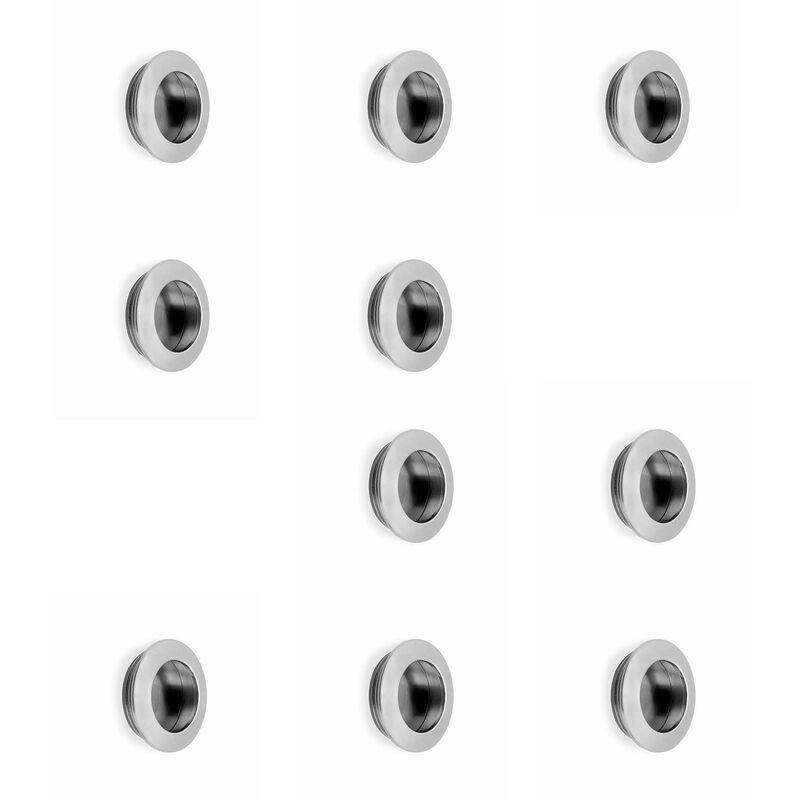 foto del prodotto lotto di 10 pomoli per mobili benetusser, diametro 41mm, zama, nichel satinato emuca