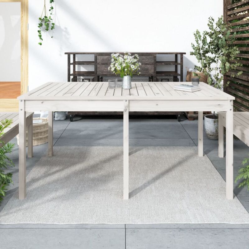 foto del prodotto vidaxl tavolo da giardino bianco 159,5x82,5x76cm legno massello pino