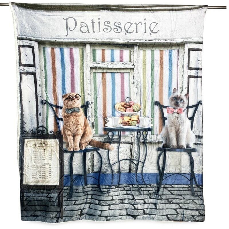 foto del prodotto tex family plaid coperta in pile sherpa digitale fotografico gatti patisserie