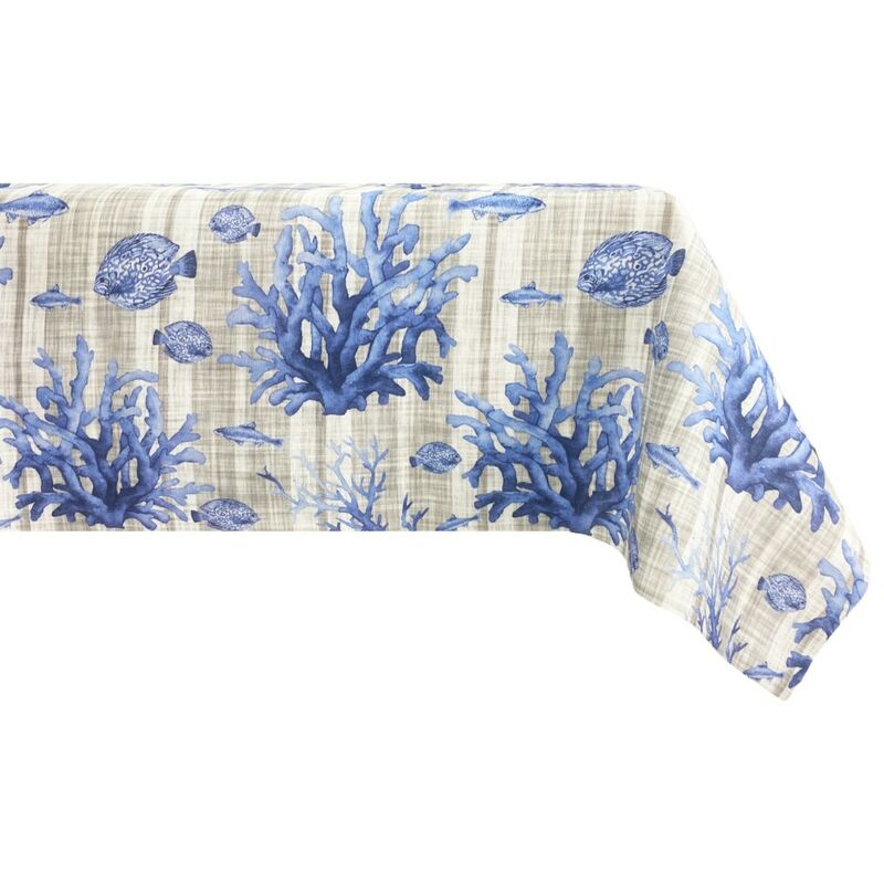 foto del prodotto tex family tovaglia in cotone mare pesci mare marino blu cm. 140x140 x4 persone