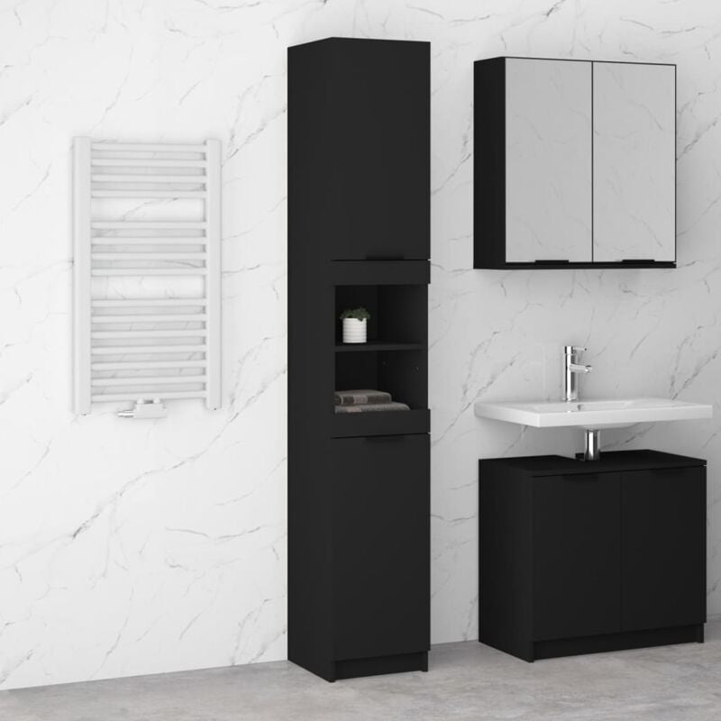 foto del prodotto vidaxl armadietto da bagno nero 32x34x188,5 cm in legno multistrato