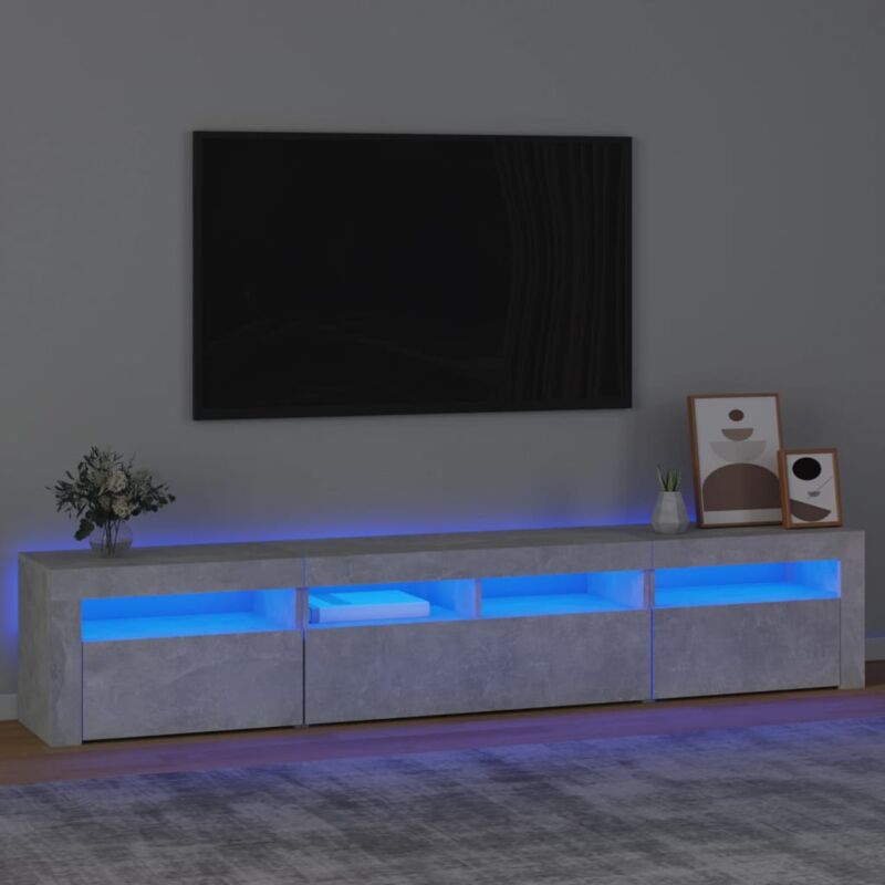 foto del prodotto vidaxl mobile porta tv con luci led grigio cemento 210x35x40 cm