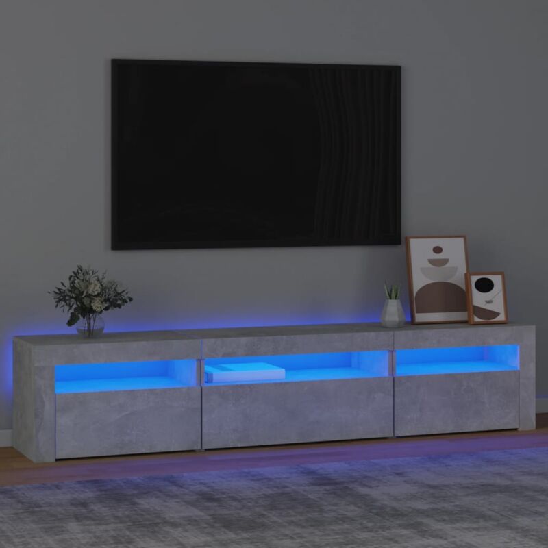 foto del prodotto vidaxl mobile porta tv con luci led grigio cemento 195x35x40 cm