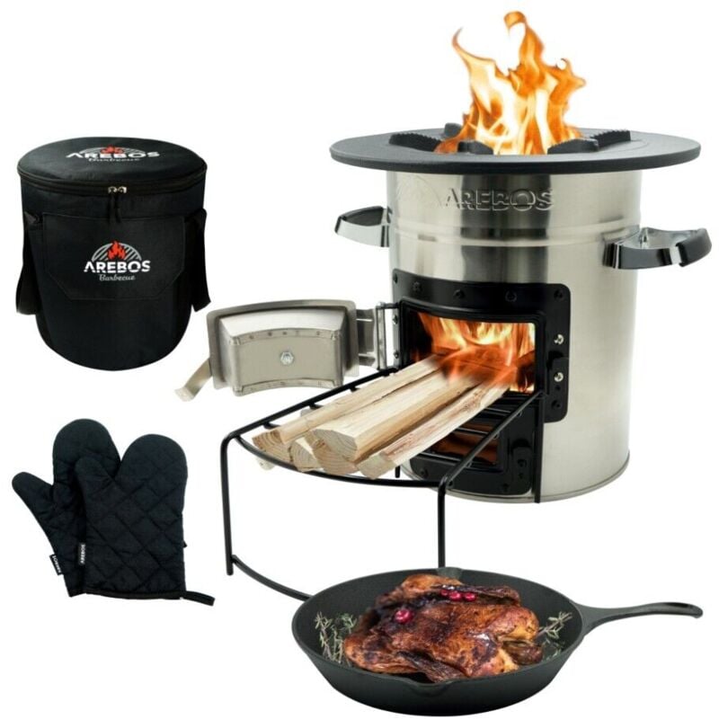 foto del prodotto arebos rocket cooker inkl. grillpanna bbq rocket stove campingk k