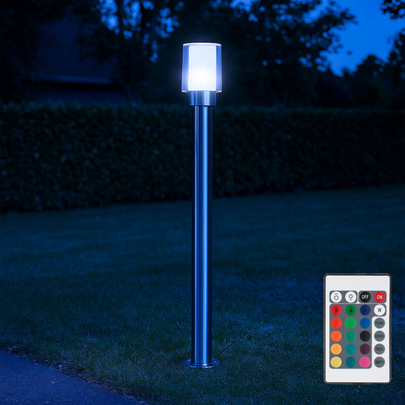 immagine 0 del prodotto etc shop lampade da giardino esterno argento lampada da esterno lampada da terra luci di vialetto, telecomando dimmerabile, bianco trasparente,