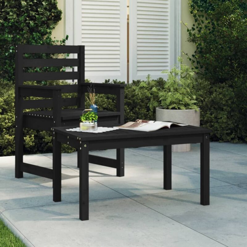 foto del prodotto tavolo da giardino nero 82,5x50,5x45 cm legno massello pino