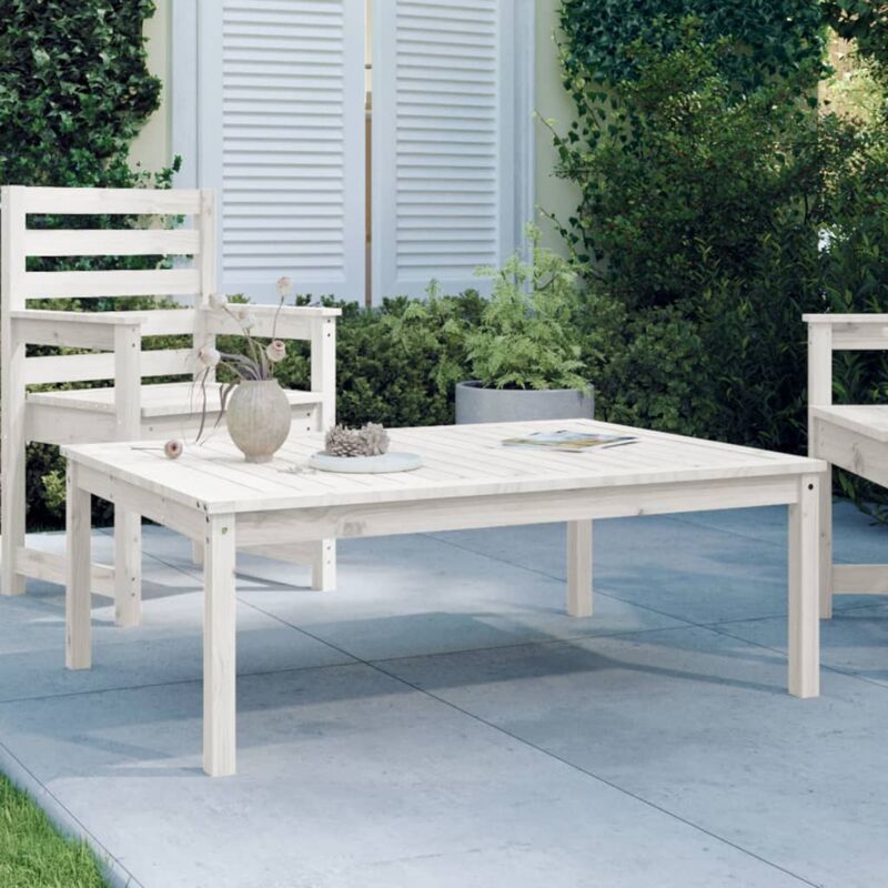foto del prodotto vidaxl tavolo da giardino bianco 121x82,5x45 cm legno massello di pino