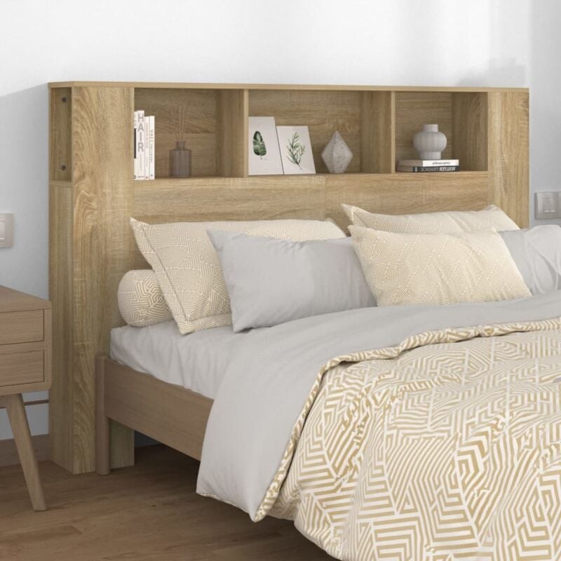 foto del prodotto vidaxl testiera con scomparti rovere sonoma 160x18,5x104,5 cm